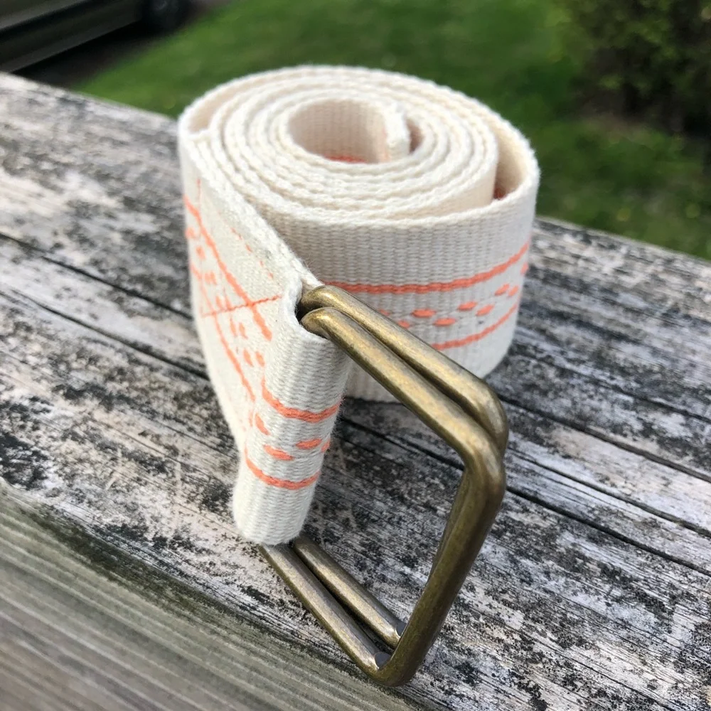- Wide Cream/Peach Canvas Belt! VGUC